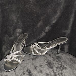 Elegant Silver Heeled Sandals